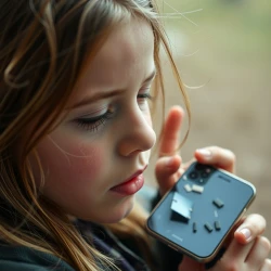 a broken phone used by a smart girl