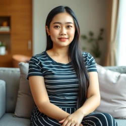 Alice Borbeli: sitting on the sofa in beautiful homestay
