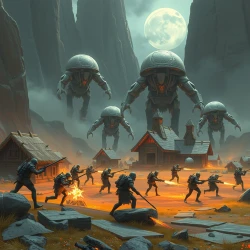 a futuristic village got attacked by meta human army. 